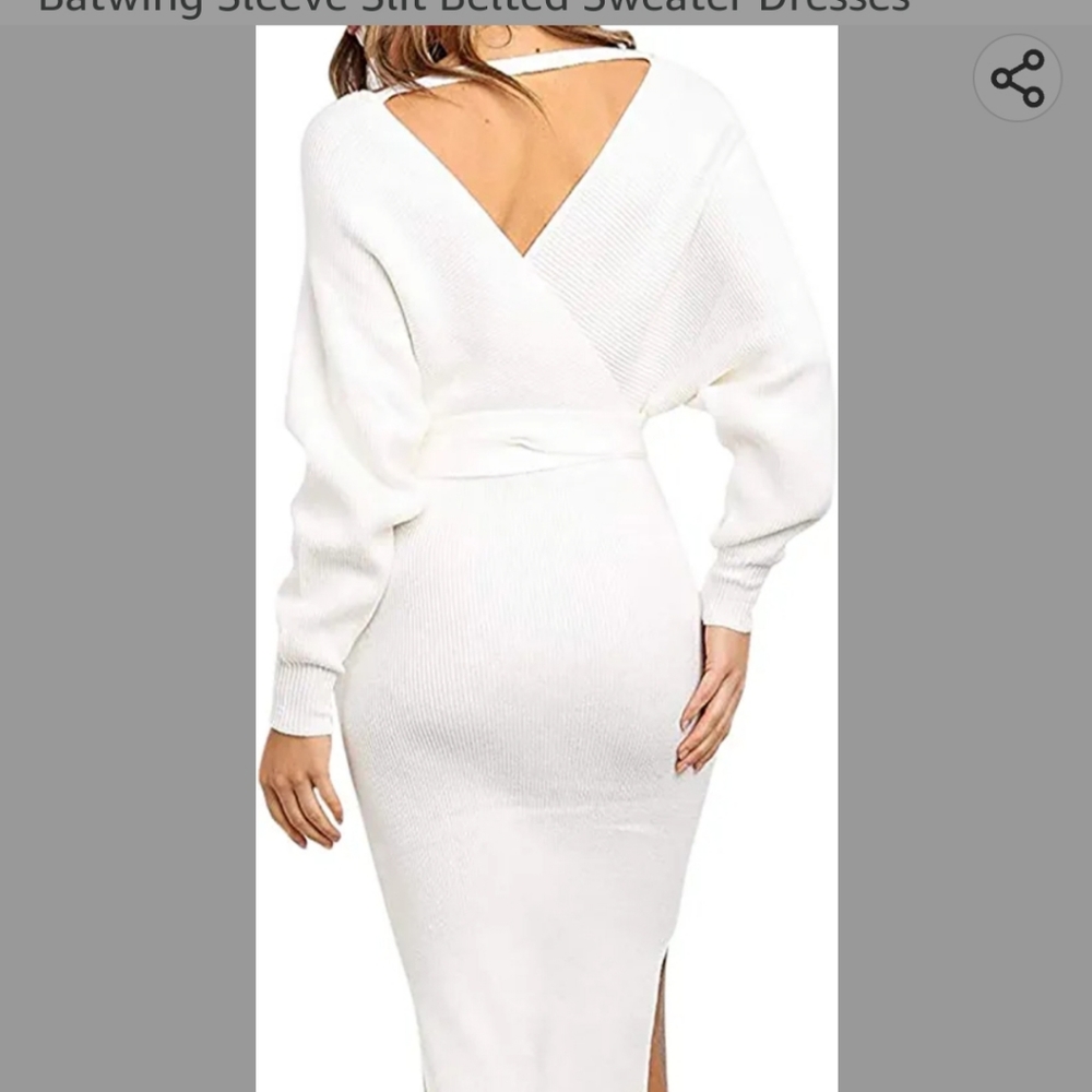 Sexy White Sweater Dress - Picture 3 of 4
